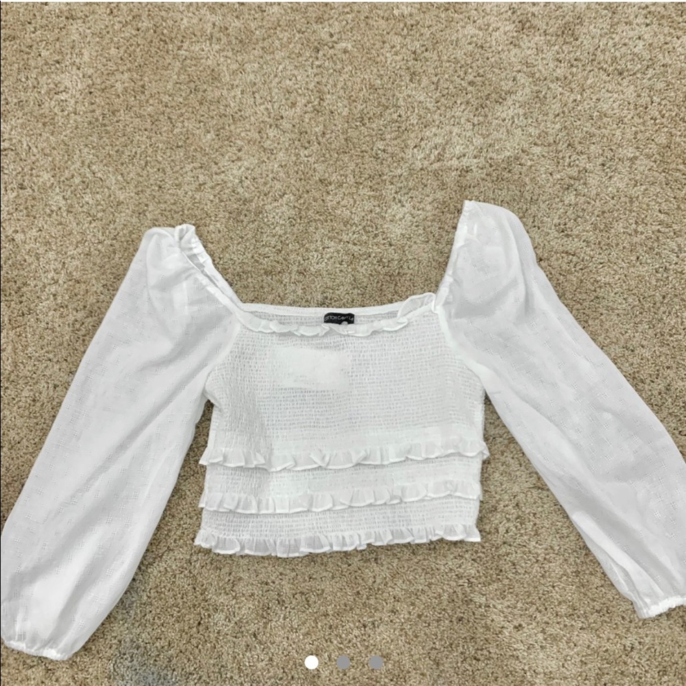 white cropped long sleeve top Cotton Candy LA